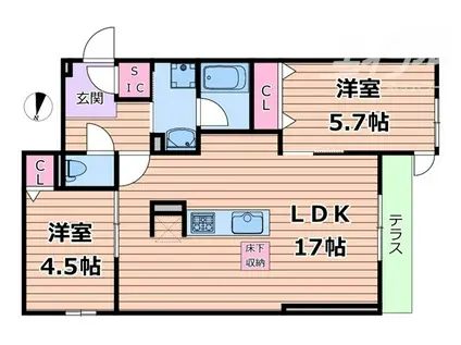 クラシスト瑞光(2LDK/1階)の間取り写真
