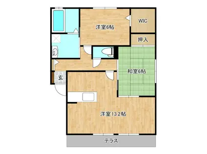 セジュール紫苑(2LDK/1階)の間取り写真