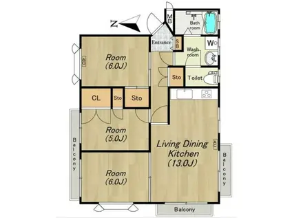 高輪第一ハイツ(3LDK/2階)の間取り写真