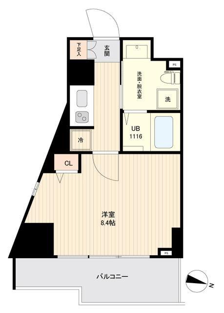SIDEONE(1K/6階)の間取り写真