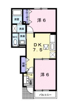 ガーデンハウスD(2DK/1階)の間取り写真