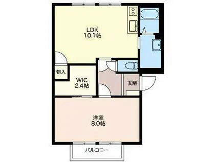 カーサ羽島 A棟(1LDK/1階)の間取り写真