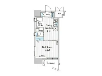 東通レジデンス雷門(1DK/9階)の間取り写真