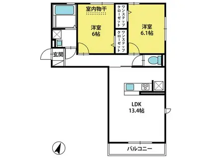 エスポワールIII(2LDK/1階)の間取り写真