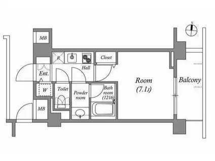 エミリブ下落合(1K/1階)の間取り写真