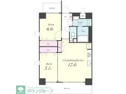  アクアブルー(2LDK/4階)の間取り写真