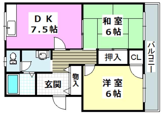 カーサ南茨木(2DK/3階)の間取り写真