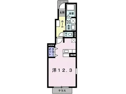 グリーンリーフ(ワンルーム/1階)の間取り写真