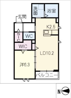 LE LIERREII(1LDK/2階)の間取り写真