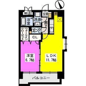 ベスタ櫛原(1LDK/8階)の間取り写真