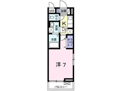 フィールド ミドル・ライペンII(1K/1階)の間取り写真