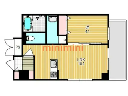 山崎マンション16高槻芥川(1LDK/4階)の間取り写真