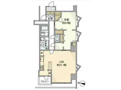 ワールドシティタワーズアクアタワー(1LDK/16階)の間取り写真
