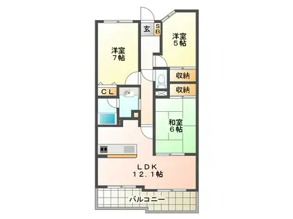 サンマンションアーツ山の手3番館(3LDK/10階)の間取り写真