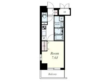 ワイエスビル(1K/2階)の間取り写真