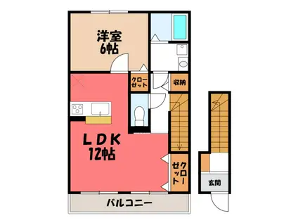 プレアデス(1LDK/2階)の間取り写真
