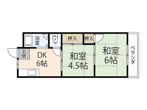 向井コーポ(2DK/4階)の間取り写真