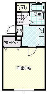 パセオフローラI(1K/1階)の間取り写真