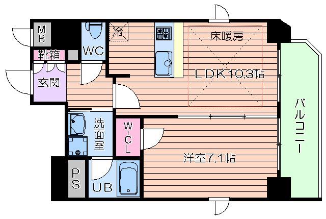 プレサンス梅田イースト(1LDK/12階)の間取り写真