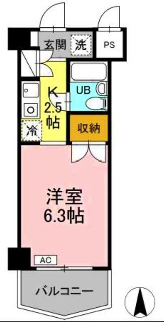 ジュネス西生田(1K/2階)の間取り写真