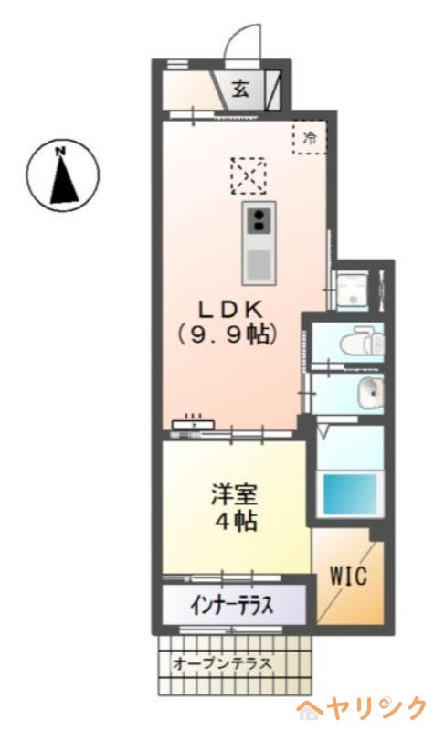 GNO.1 四方良(1LDK/1階)の間取り写真