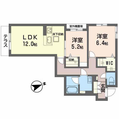 GRANDIR イースト(2LDK/1階)の間取り写真