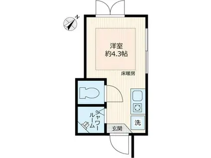 プラムフェリス(ワンルーム/1階)の間取り写真