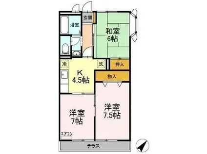 サンパレス薬円台(3K/1階)の間取り写真