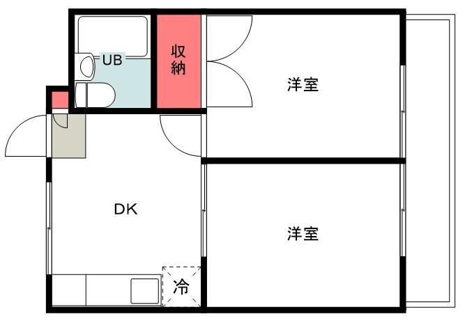 ルミエール上砂第一(2DK/4階)の間取り写真