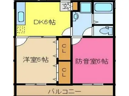 オークビレッヂ国立(2DK/2階)の間取り写真