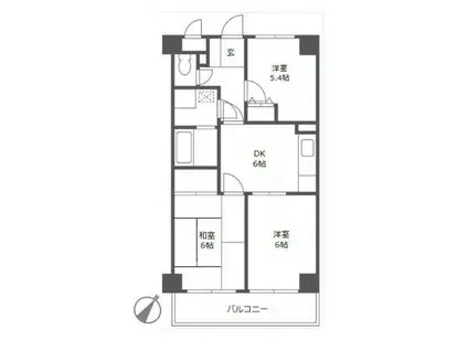 ワコーレ三ツ沢公園2(3DK/4階)の間取り写真