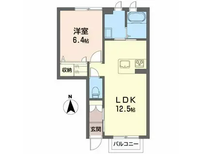 クオリスタ大学病院前(1LDK/1階)の間取り写真
