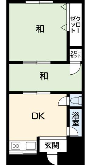 望月荘(2DK/1階)の間取り写真