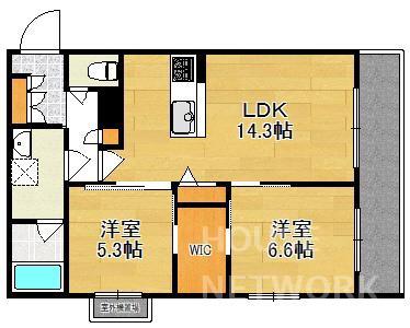 HABITER御所西(2LDK/3階)の間取り写真