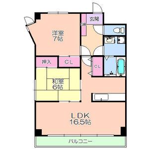 ロイヤル山崎(2LDK/3階)の間取り写真