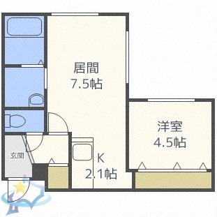 YELL北7条(1LDK/3階)の間取り写真