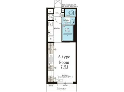 リブリ・浄心A(1K/1階)の間取り写真