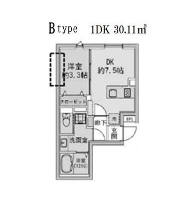 FABRIC蒲田ウエスト RESIDENCE(1DK/3階)の間取り写真
