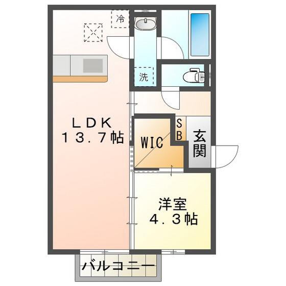 パルミエ III(1LDK/1階)の間取り写真