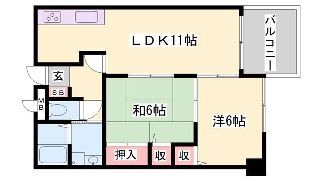 ビューハーモニー(2LDK/5階)の間取り写真