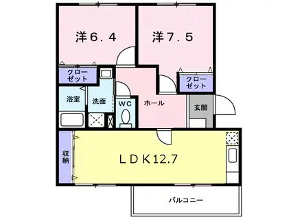 エントピアC(2LDK/1階)の間取り写真