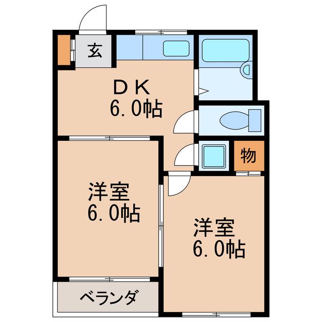明治第一ビル(2DK/2階)の間取り写真