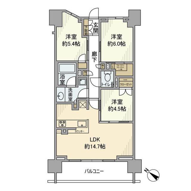 ザ・パークハウス町田フロント(3LDK/13階)の間取り写真