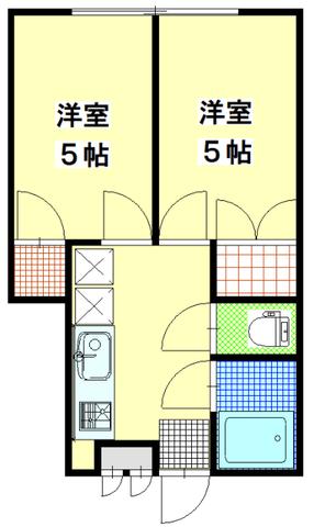 コーポコスモスA棟(2K/1階)の間取り写真