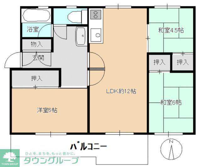 習志野団地12街区(3LDK/5階)の間取り写真