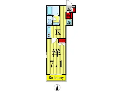 SAN SARA(1K/1階)の間取り写真