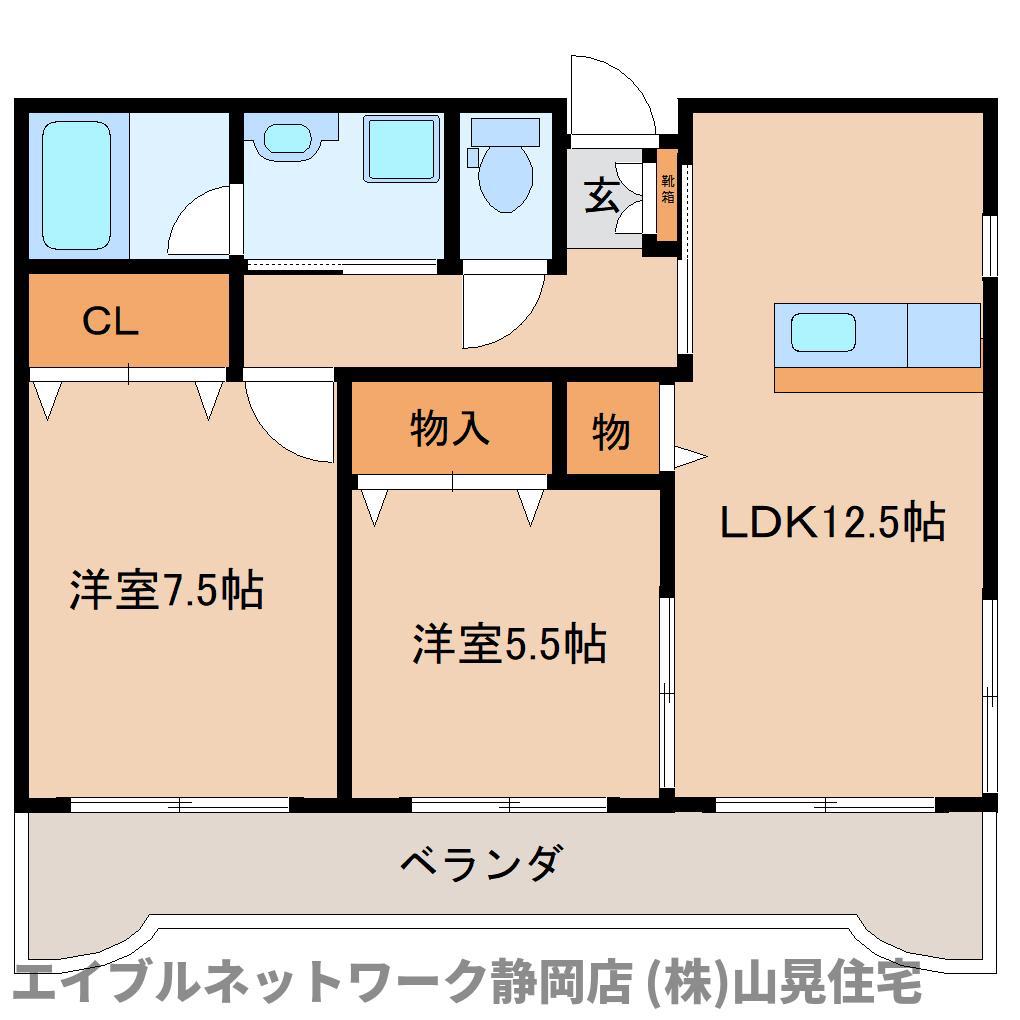 コンフォールシェル(2LDK/5階)の間取り写真