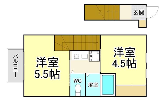 DEAR津田 B棟(2K/2階)の間取り写真