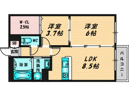 アーレント(2LDK/1階)の間取り写真
