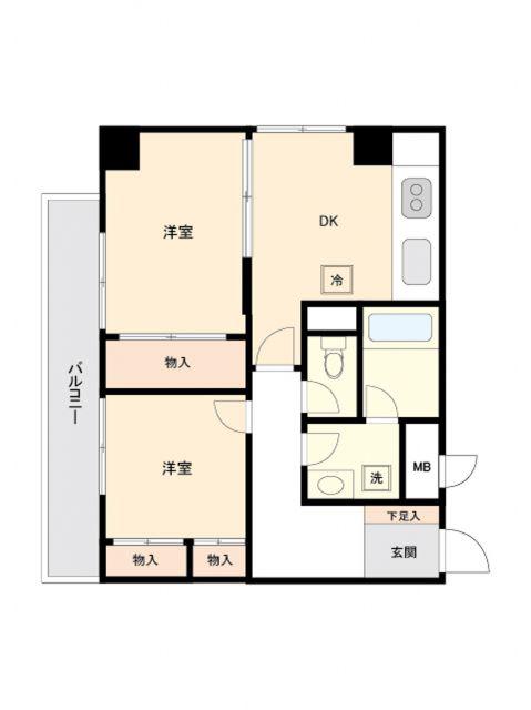 ミール千歳烏山(2DK/4階)の間取り写真